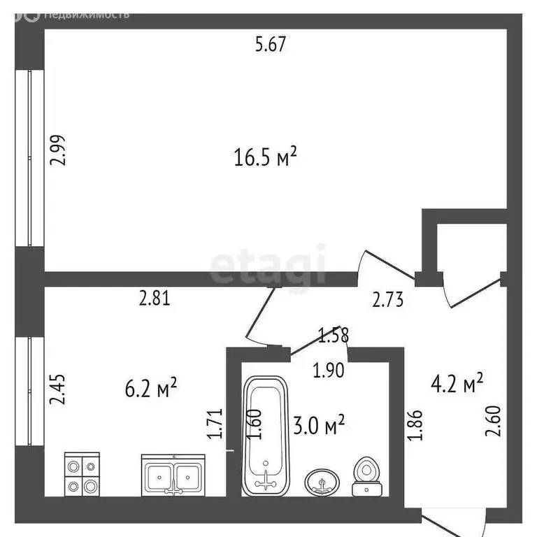 1-комнатная квартира: город Светлый, Коммунистическая улица, 4 (30.3 ... - Фото 0