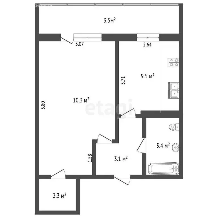 1-комнатная квартира: Набережные Челны, посёлок ГЭС, Комсомольская ... - Фото 1