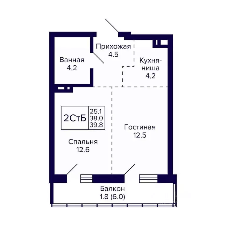 2-к кв. Новосибирская область, Новосибирск ул. Фрунзе, с1 (39.8 м) - Фото 0