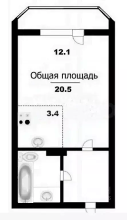 Студия Новосибирская область, Новосибирск ул. Одоевского, 1/10 (20.0 ... - Фото 2