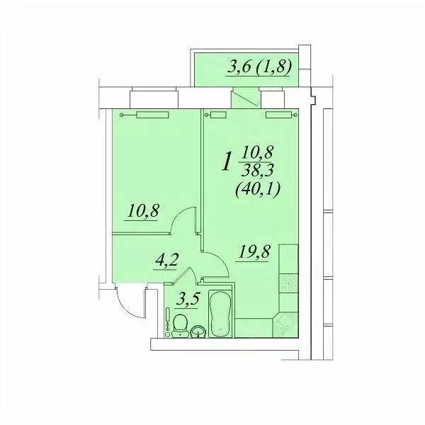 1-к кв. Вологодская область, Вологда Южный мкр,  (40.1 м) - Фото 1