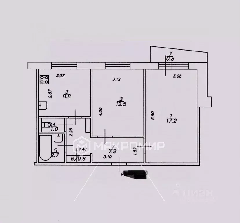 2-к кв. Татарстан, Казань Горки-3 мкр, ул. Дубравная, 25В (51.5 м) - Фото 1
