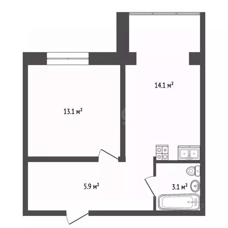 1-к кв. Крым, Бахчисарай ул. Грузинова, 61 (37.8 м) - Фото 1