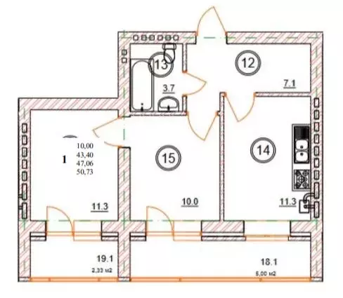 2-к кв. Ульяновская область, Ульяновск ул. Кирова, 47/2 (50.73 м) - Фото 2