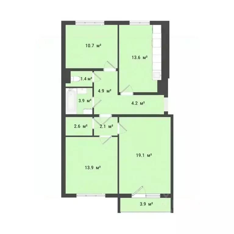 3-к кв. Омская область, Омск Заозерный мкр, ул. Сергея Тюленина, 4 ... - Фото 1