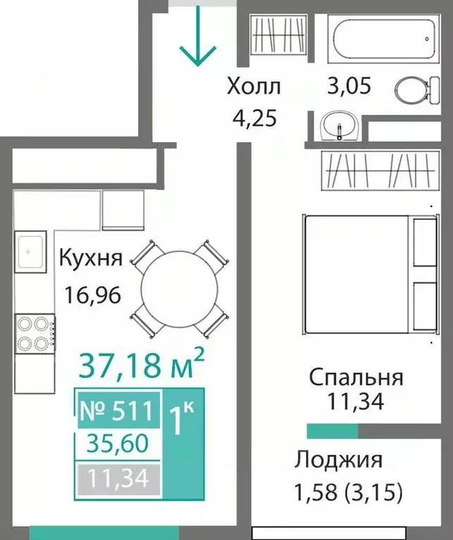 1-к кв. Крым, Симферополь Крымская роза мкр,  (37.18 м) - Фото 0