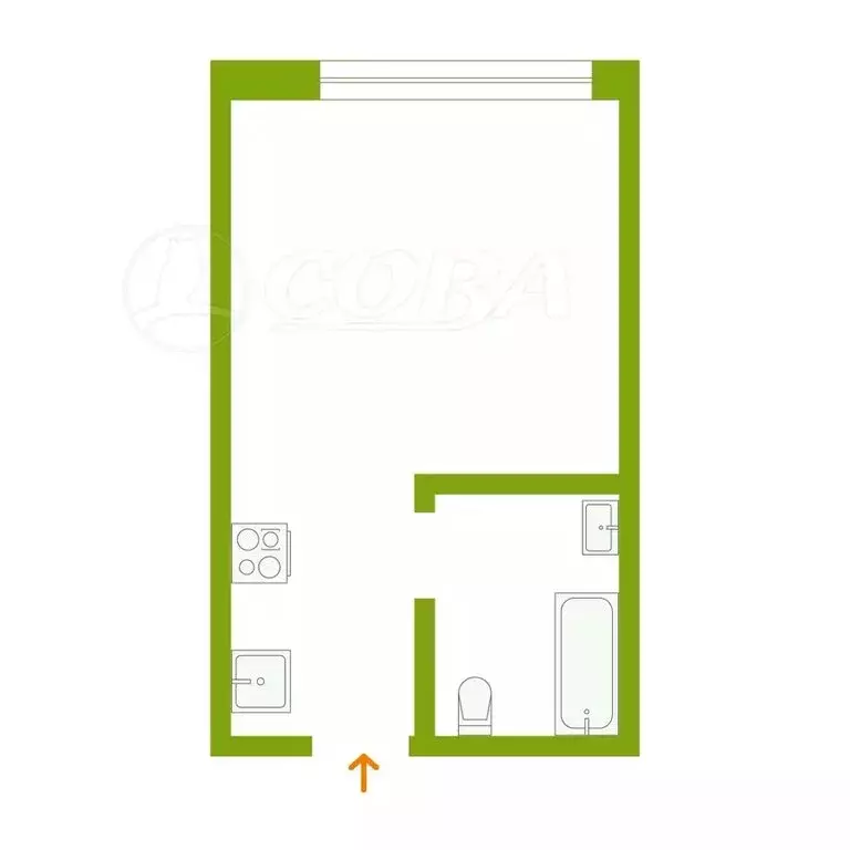 Квартира-студия: Тюмень, улица Бабарынка, 65 (16.1 м) - Фото 2