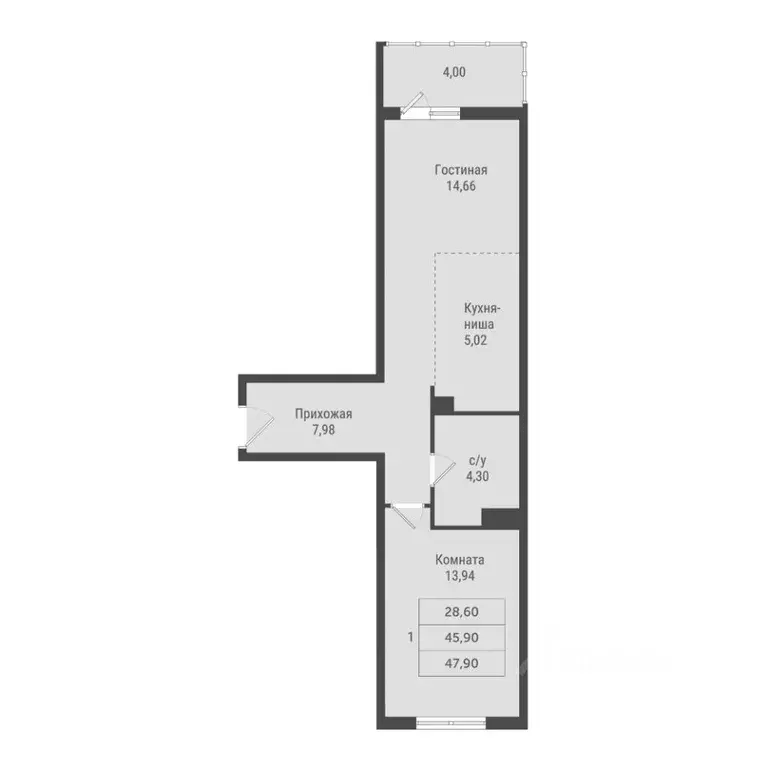 1-к кв. Ханты-Мансийский АО, Сургут Игоря Киртбая ул., 1А (47.9 м) - Фото 1