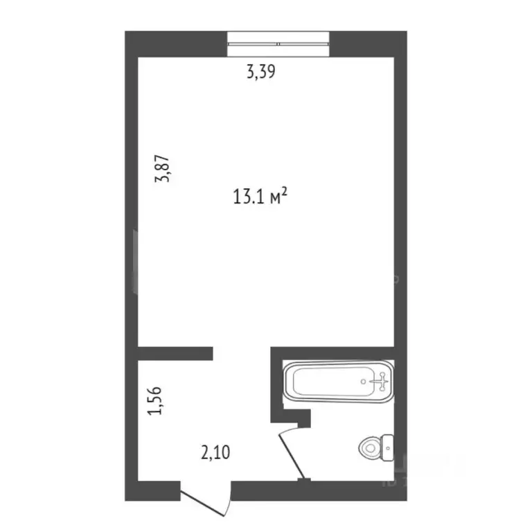 Студия Тюменская область, Тюмень ул. Беляева, 23/2 (12.0 м) - Фото 1