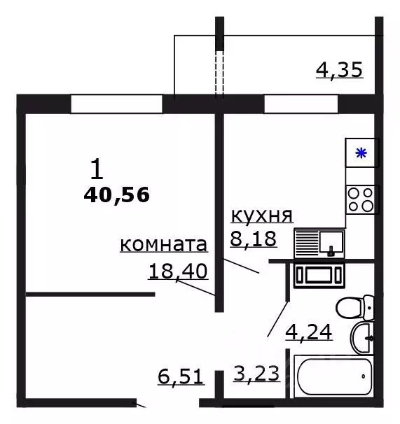 1-к кв. Челябинская область, Челябинск Краснопольская Площадка 1 ... - Фото 1