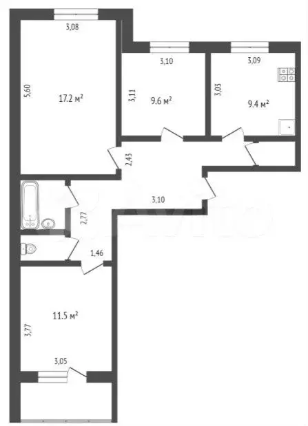 3-к. квартира, 67 м, 1/9 эт. - Фото 0