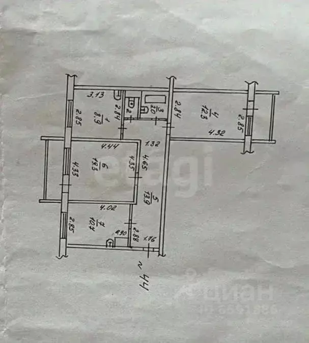 3-к кв. Тульская область, Тула Перекопская ул., 3А (69.0 м) - Фото 2