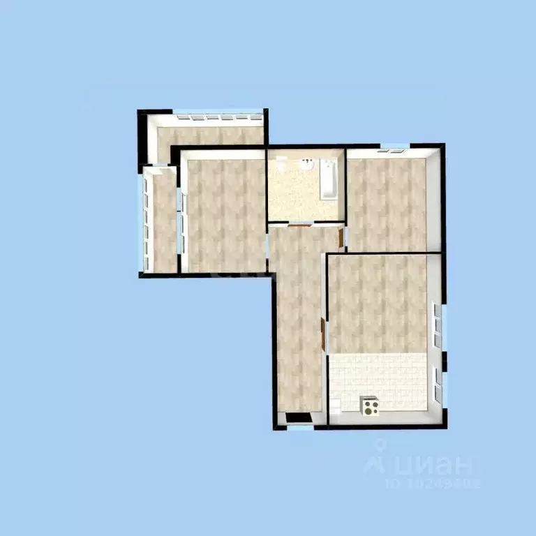 3-к кв. Башкортостан, Уфа Вологодская ул., 19 (60.9 м) - Фото 2