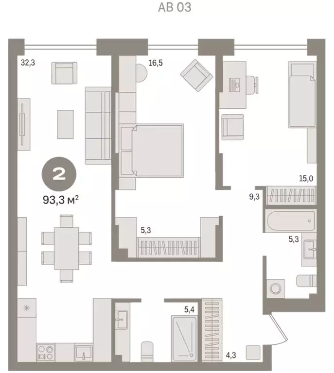 2-комнатная квартира: Новосибирск, улица Аэропорт, 88 (93.33 м) - Фото 1