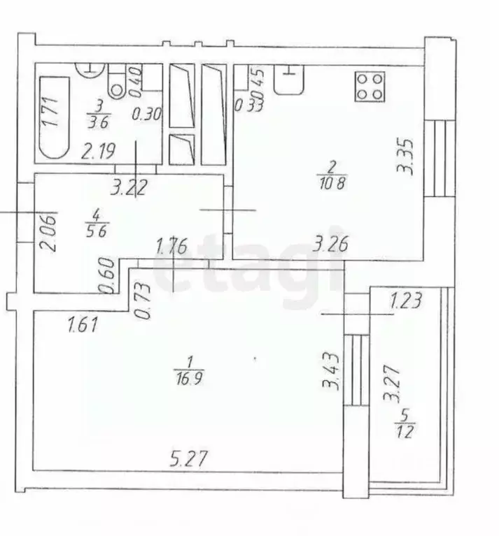1-к кв. Татарстан, Казань ул. Мустая Карима, 3 (36.8 м) - Фото 2