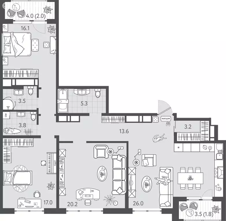 3-комнатная квартира: Краснодар, Колхозная улица, 5к3 (112.5 м) - Фото 0