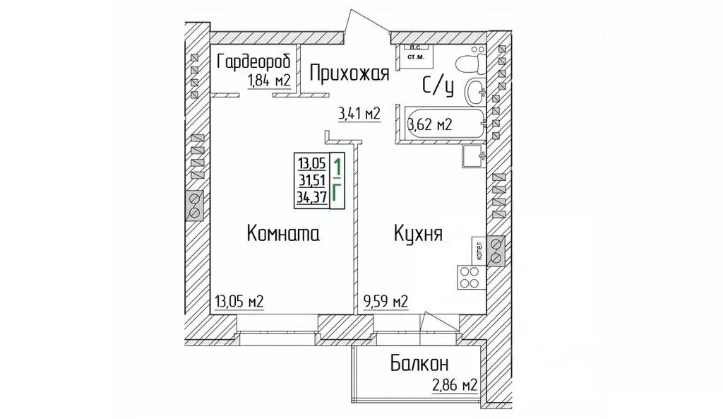 1-к кв. Ярославская область, Ярославский муниципальный округ, пос. ... - Фото 1