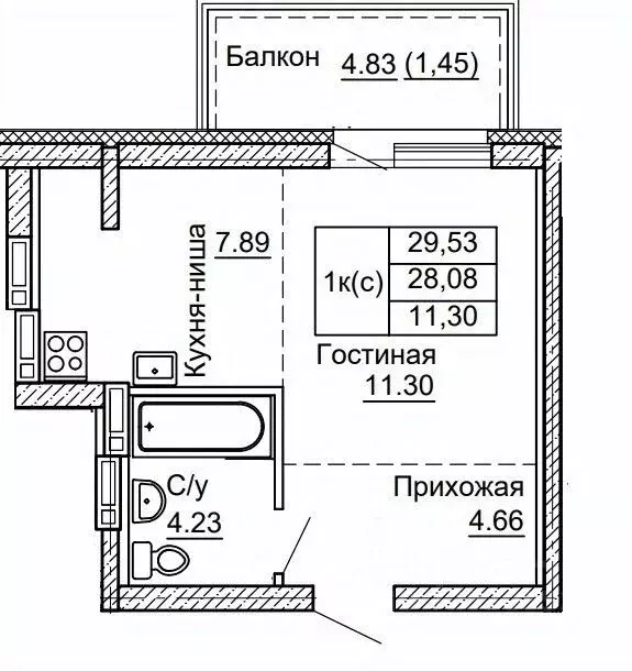 1-к кв. Алтайский край, Барнаул ул. Никитина, 41 (29.53 м) - Фото 0