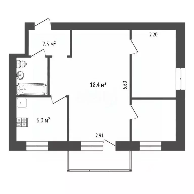 3-к кв. Тамбовская область, Тамбов Носовская ул., 10 (42.2 м) - Фото 1