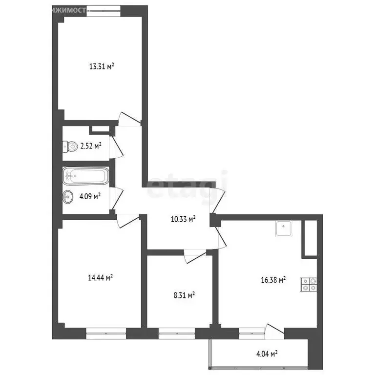3-комнатная квартира: Тюмень, улица Николая Никитина, 2 (70 м) - Фото 1