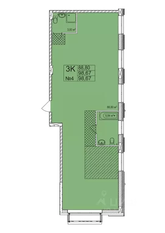 3-к кв. Нижегородская область, Нижний Новгород Малая Ямская ул. (98.67 ... - Фото 0