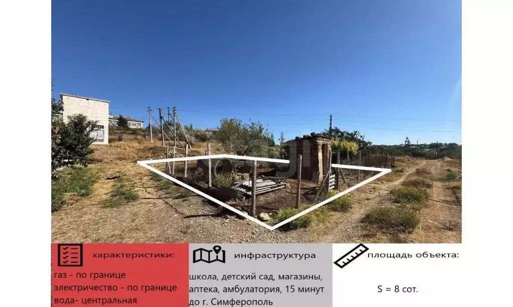 Участок в Крым, Симферопольский район, с. Кольчугино пер. Горького ... - Фото 1