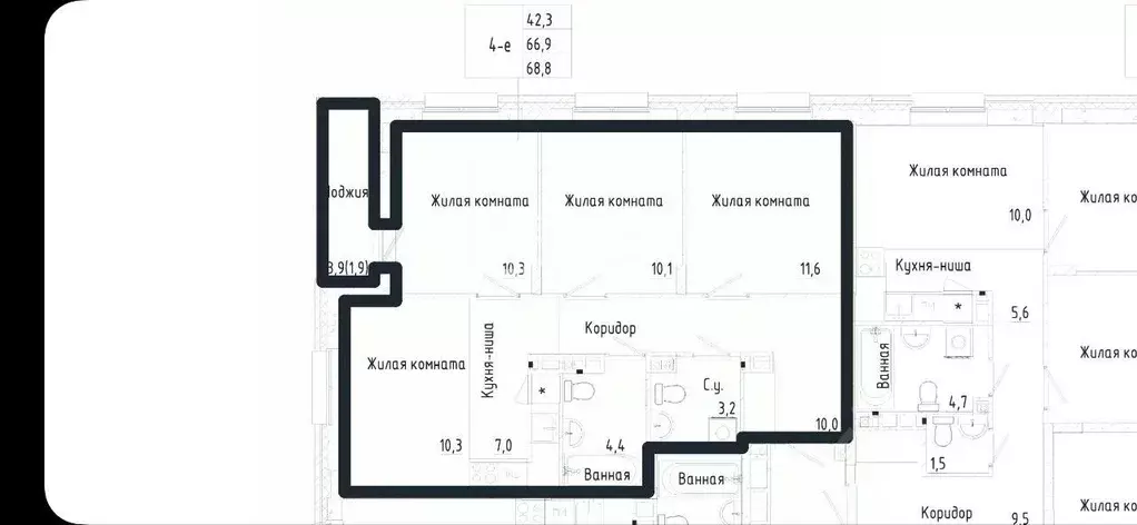 3-к кв. Пермский край, Пермь ул. Героев Хасана, 93А (66.9 м) - Фото 2