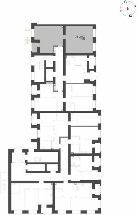 3-комнатная квартира: Нижнекамск, 15-й микрорайон, ЖК Калина (70.32 м) - Фото 1