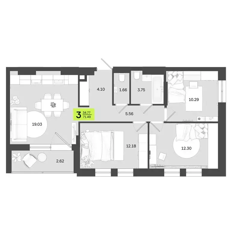 2-комнатная квартира: Уфа, улица Акназарова, 20 (57.64 м) - Фото 0