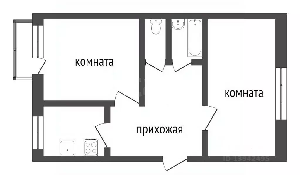 2-к кв. Бурятия, Улан-Удэ ул. Гагарина, 73А (47.2 м) - Фото 1