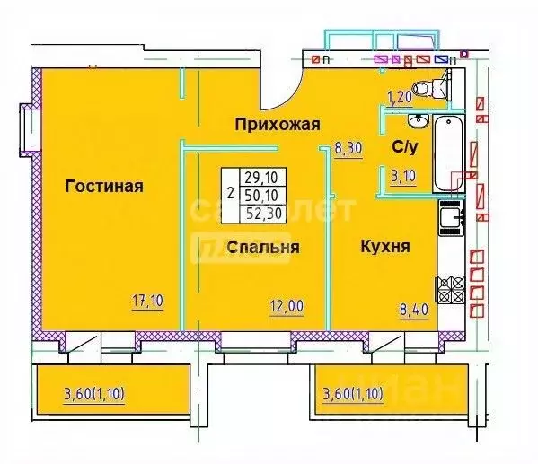 2-к кв. Тамбовская область, Тамбов Моршанское ш., 24А (52.3 м) - Фото 1