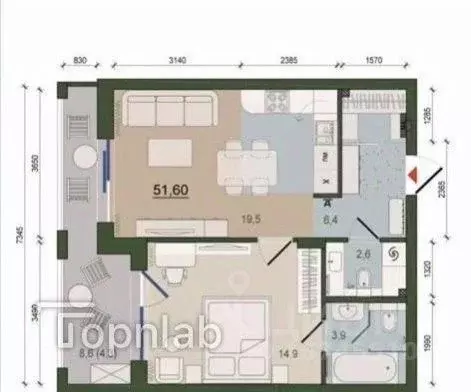 1-к кв. Калининградская область, Калининград ул. Молодой Гвардии, 34 ... - Фото 2