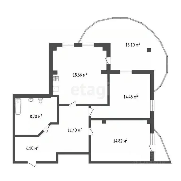 2-к кв. Тюменская область, Тюмень ул. Федюнинского, 64к1 (73.0 м) - Фото 2