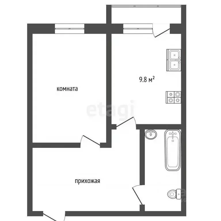 1-к кв. Крым, Евпатория ул. Чапаева, 28К (37.2 м) - Фото 2