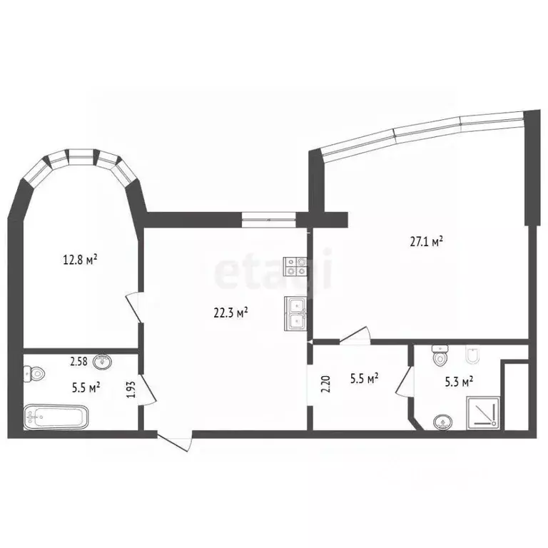 2-к кв. Крым, Ялта муниципальный округ, Восход пгт ул. Авроры, 110 ... - Фото 1