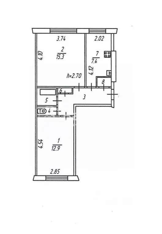 2-к кв. Мурманская область, Североморск ул. Колышкина, 12 (46.4 м) - Фото 2