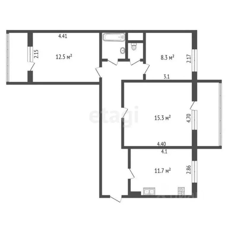 3-к кв. Калужская область, Калуга Московская ул., 315к5 (70.6 м) - Фото 2