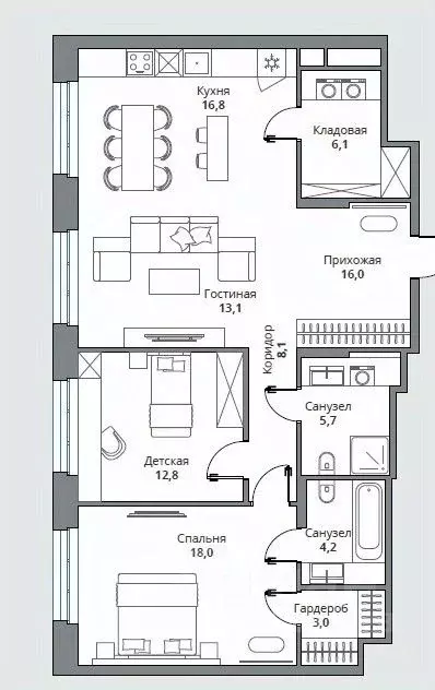 3-к кв. Пензенская область, Пенза ул. Попова, с26 (93.9 м) - Фото 0