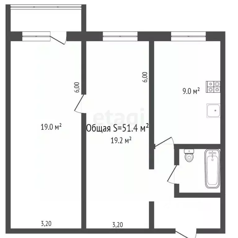 2-к кв. Брянская область, Брянск ул. Камозина, 32 (51.4 м) - Фото 1