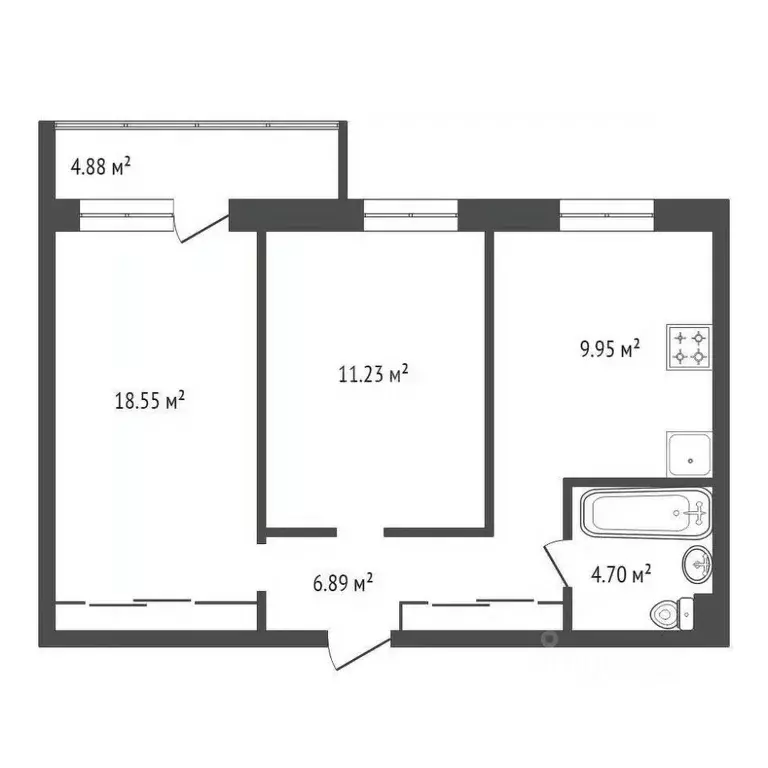 2-к кв. Красноярский край, Красноярск Соколовская ул., к1.5 (52.78 м) - Фото 1