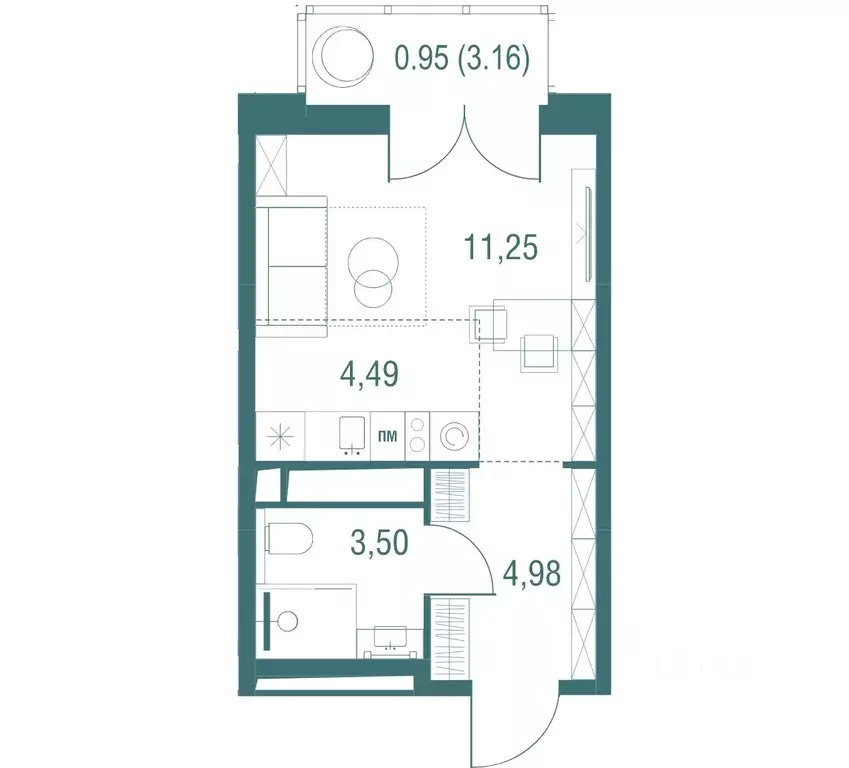 Студия Московская область, Одинцово Одинбург жилой комплекс, 4Б (25.17 ... - Фото 1