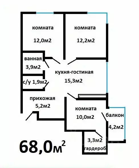 3-к кв. Крым, Симферополь просп. Александра Суворова, 15к2 (68.0 м) - Фото 0