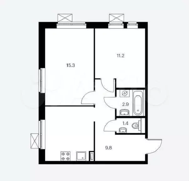 2-к. квартира, 45 м, 13/15 эт. - Фото 0