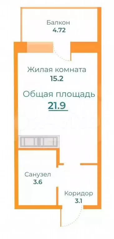 Квартира-студия, 21,9 м, 7/12 эт. - Фото 0