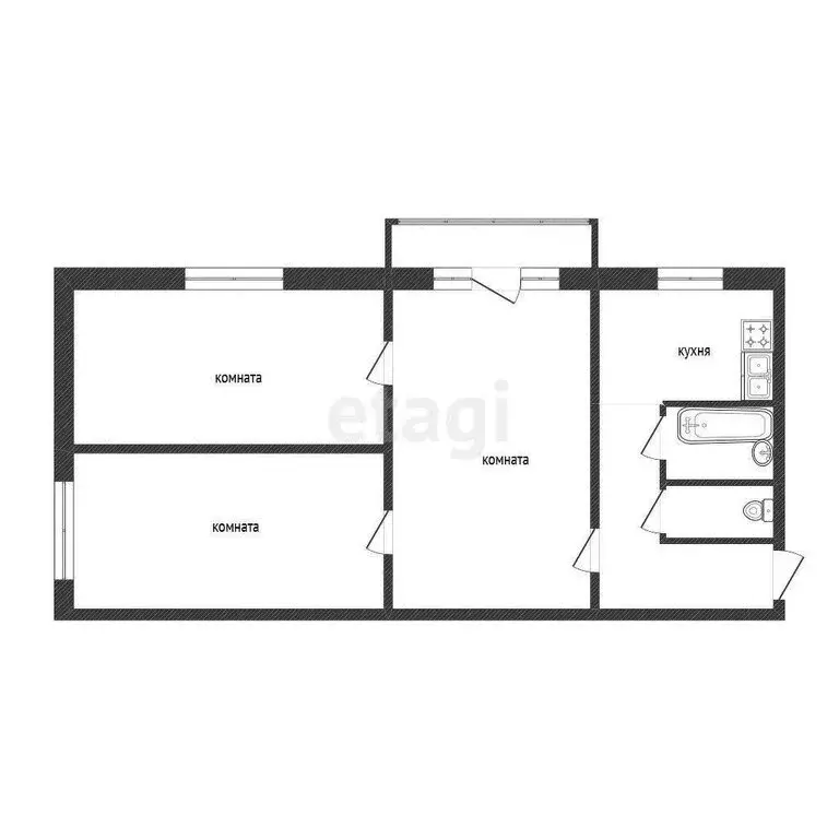 3-комнатная квартира: Златоуст, 3-я Тесьминская улица, 114 (48.6 м) - Фото 0