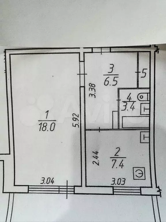 1-к. квартира, 35 м, 4/5 эт. - Фото 0