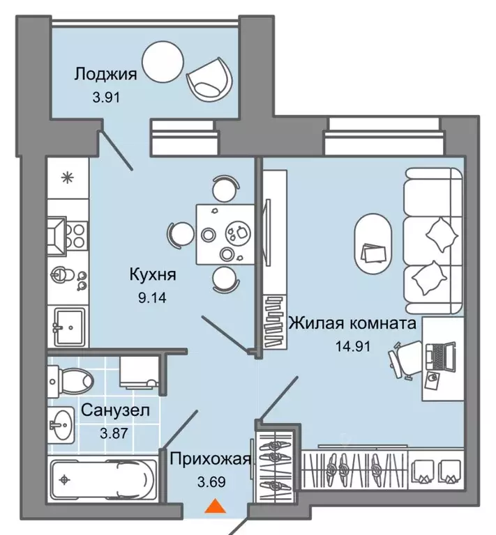 1-к кв. Кировская область, Киров Знак жилой комплекс (34.0 м) - Фото 0