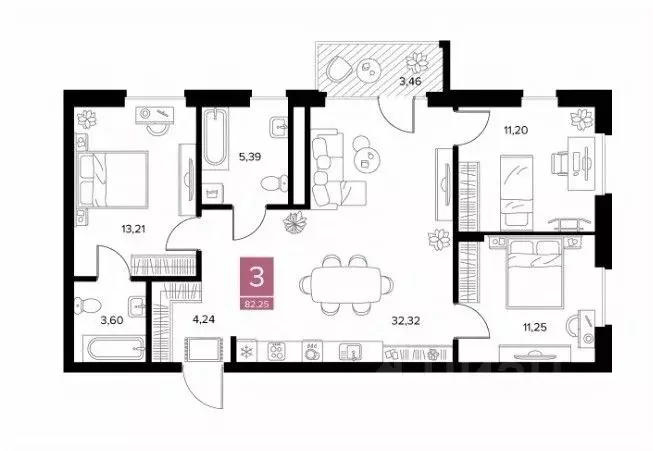 3-к кв. Рязанская область, Рязанский район, Тюшевское с/пос, д. Хирино ... - Фото 0