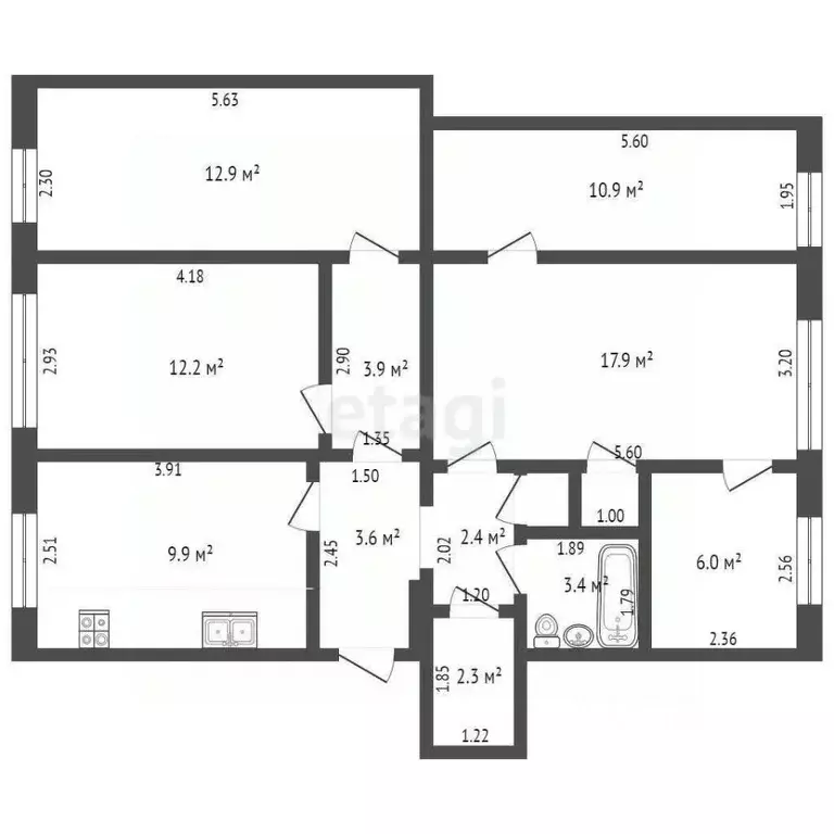 4-к кв. Самарская область, Самара Сердобская ул., 20 (86.0 м) - Фото 1