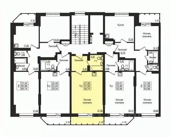 Студия Новосибирская область, Новосибирск Вилюйская ул., 6 (36.6 м) - Фото 1